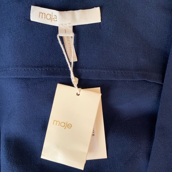 Maje | Dark Blue Faux Wrap Dress NWT - Picture 9 of 13